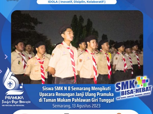 SMK N 8 Semarang Ikuti Upacara Renungan dan Ulang Janji Pramuka di Taman Makam Pahlawan