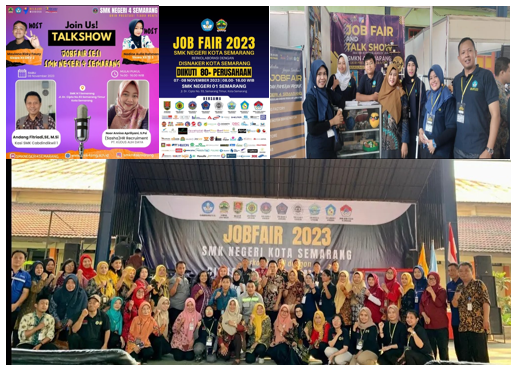 SMK Negeri 4 Semarang Ramaikan Job Fair SMK Negeri Kota Semarang Kolaborasi dengan BKK Kota Semarang diikuti 88 perusahaan dalam Rangkaian Kegiatan SMK PK Skema Reguler Lanjutan 2023